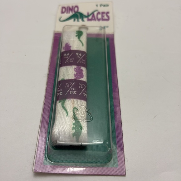 Dino Laces 24" White and Green Shoelaces - Picture 2 of 5